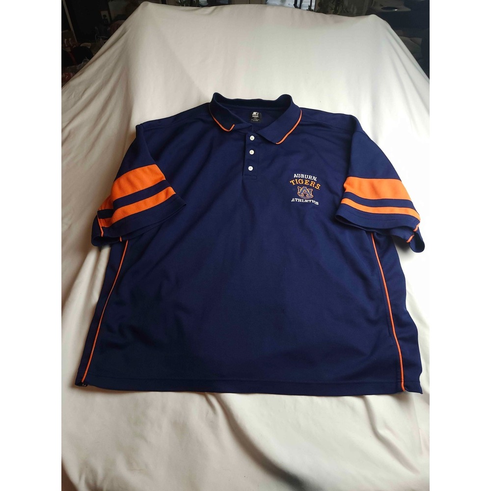 Auburn Tigers Polo Shirt Mens Size 2XL Blue Orange Jersey College Team Starter